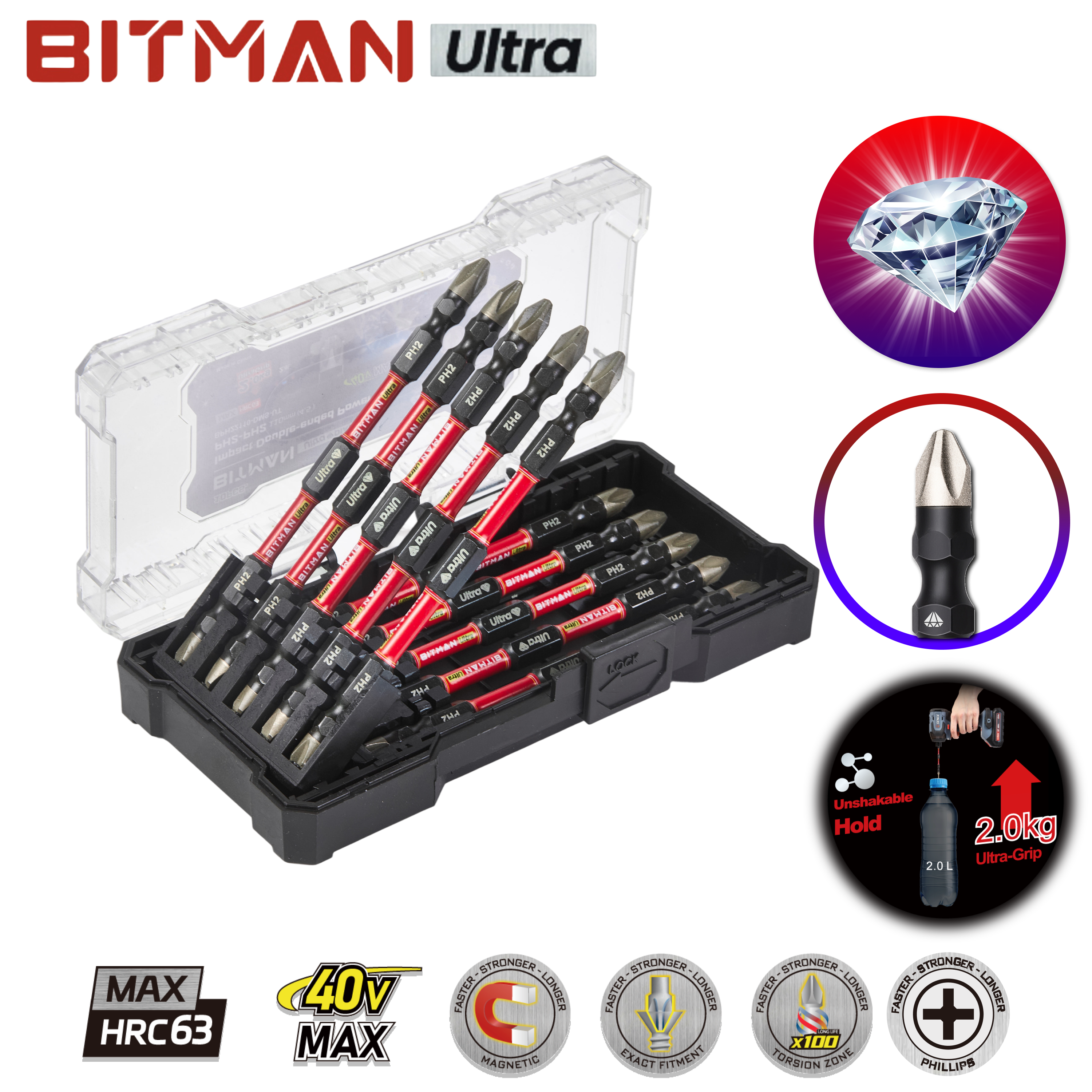 비트맨 울트라 다이아몬드 비트 110mm 토션 임팩 전문가용 HRC63 1팩 10PCS - 상품 이미지