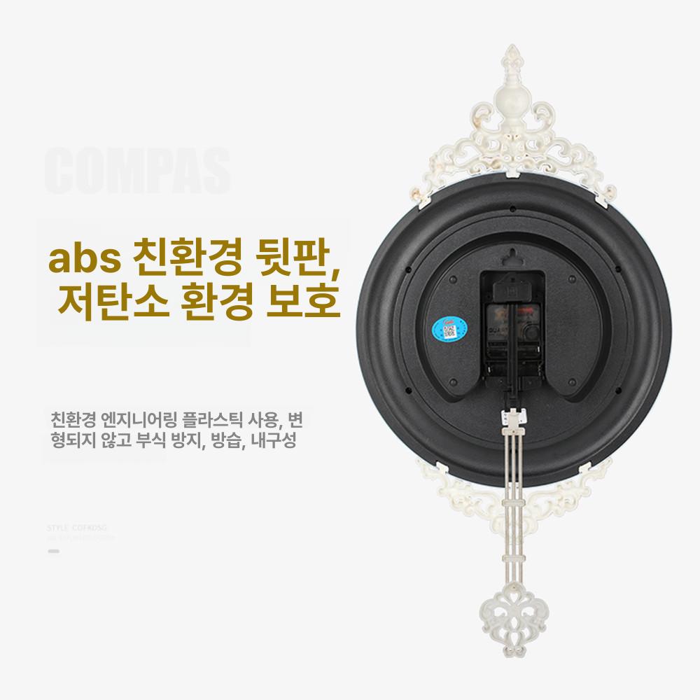 원형 벽시계 엔틱 카페 북유럽 감성 거실 인테리어 소품 원목 추시계 집들이 선물용 - 상세 이미지 5