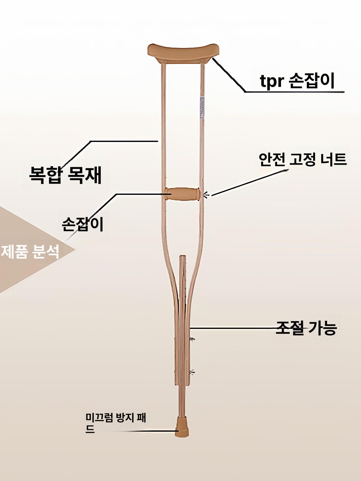 이동 목발 골절 보행 걷기 나무목발 보조기 입원 중형 - 상세 이미지 4