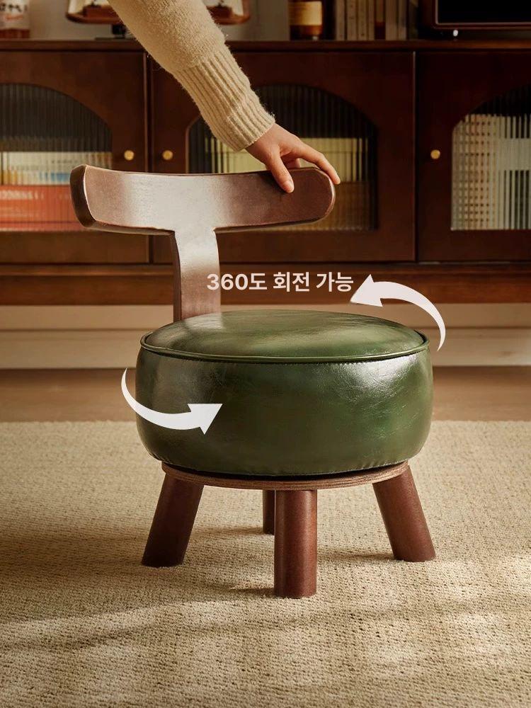 원목 의자 스툴 현관 인테리어 원형 등받이 나무 좌식 디자인 가구 목재 좌석 - 상세 이미지 3