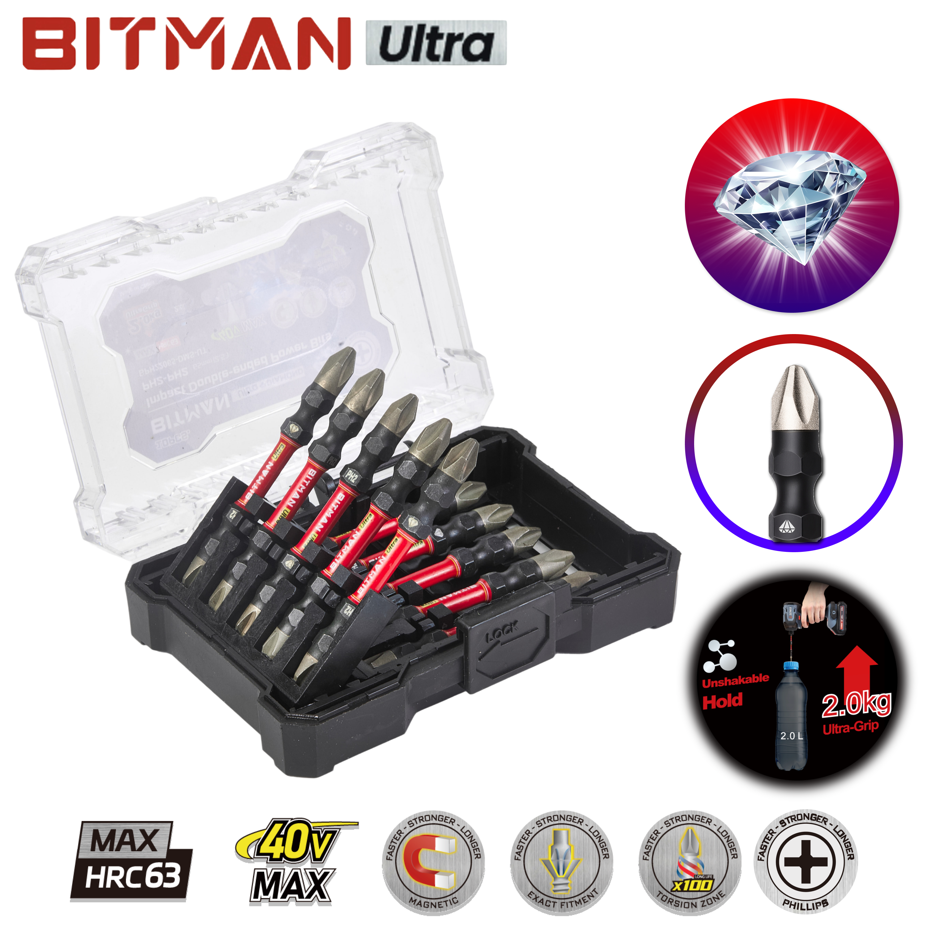 비트맨 울트라 다이아몬드 비트 65mm 토션 임팩 전문가용 HRC63 1팩 10PCS - 상품 이미지