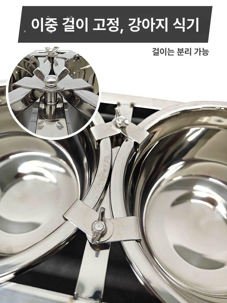강아지 대형 식기 높이조절 식사대 우드 테이블 스테인리스 밥그릇 물그릇 세트 - 상세 이미지 2