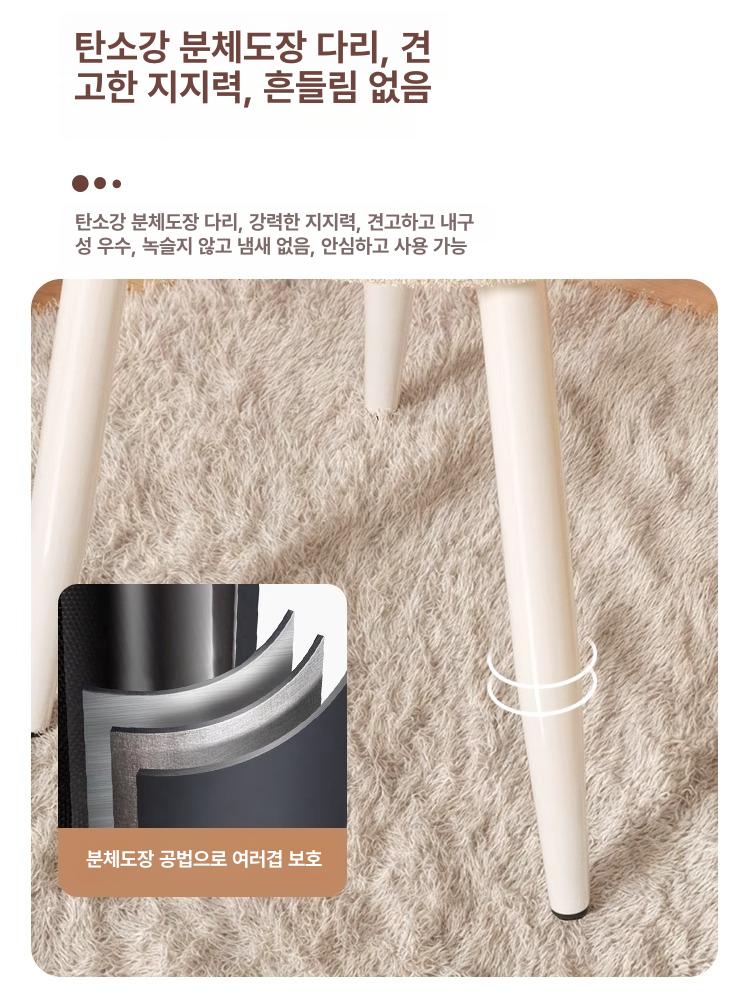 화장대 의자 벨벳 핑크 등받이 메이크업 드레싱룸 보조의자 귀부인 - 상세 이미지 4
