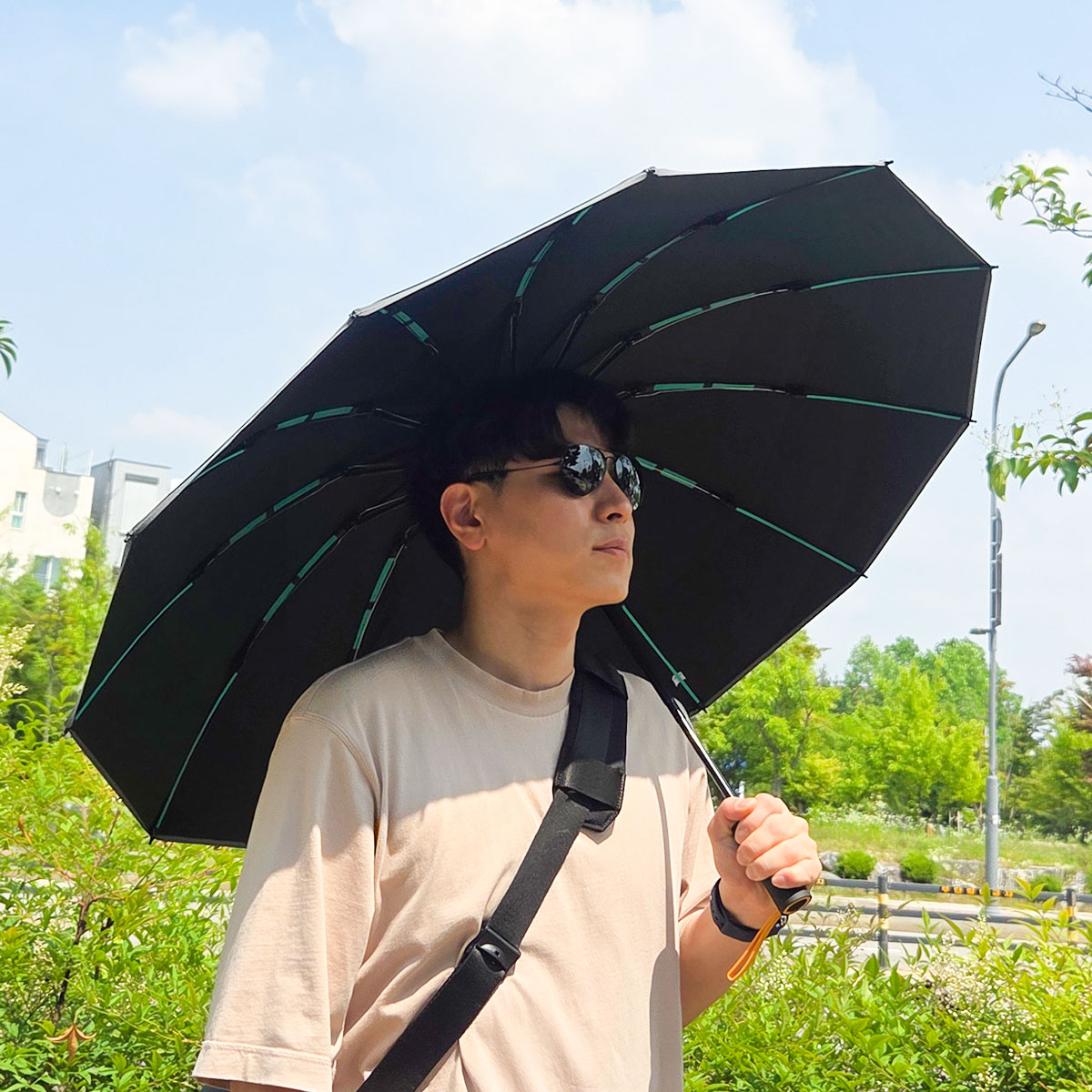 라떼라떼 남자양산 암막 3단 반자동 양산 자외선차단 거꾸로 반대로 양우산 12살 - 상세 이미지 4