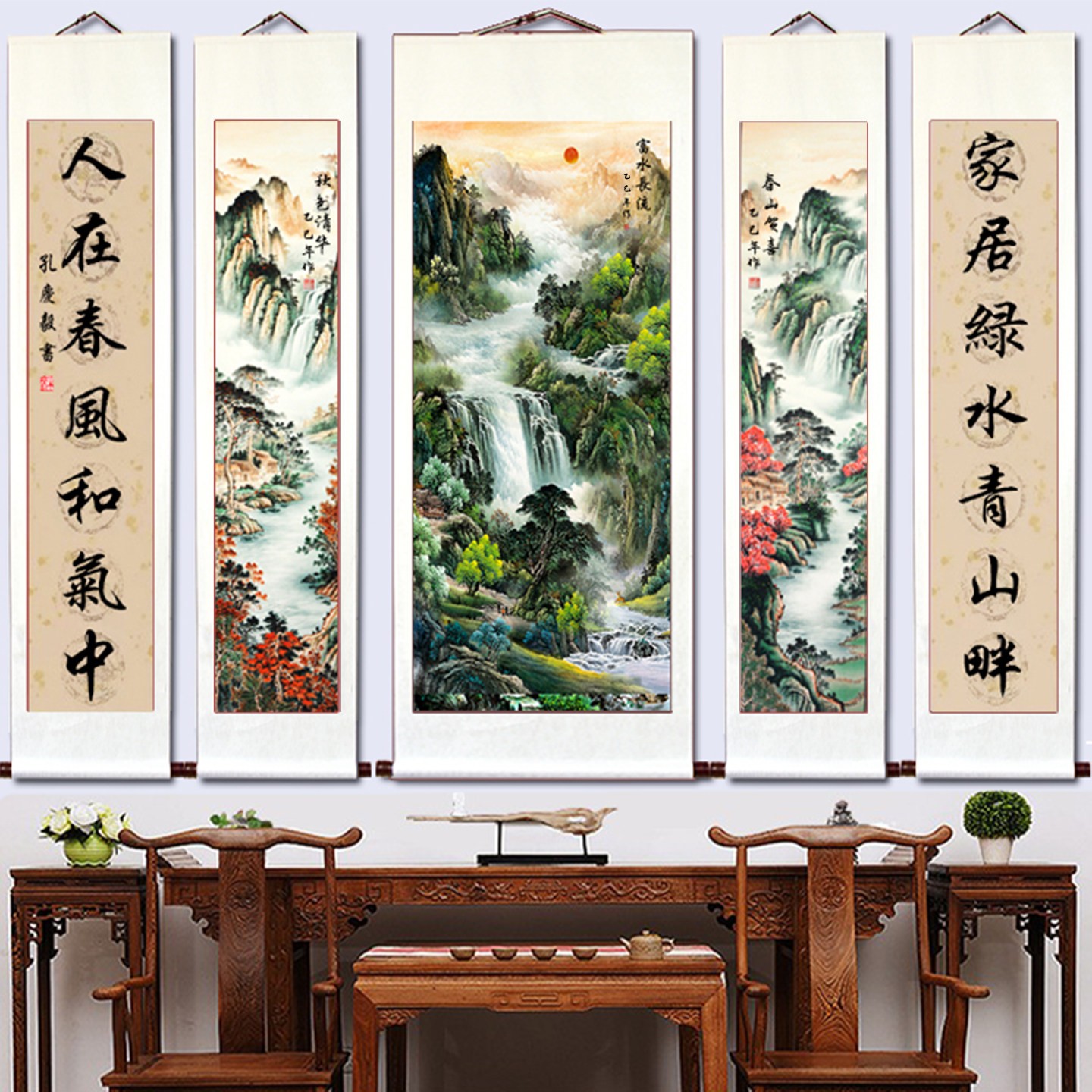 사군자 족자 매화 난초 고급 먹그림 서예 풍수액자 전통미술 벽면장식 동양화 인테리어소품 - 상품 이미지
