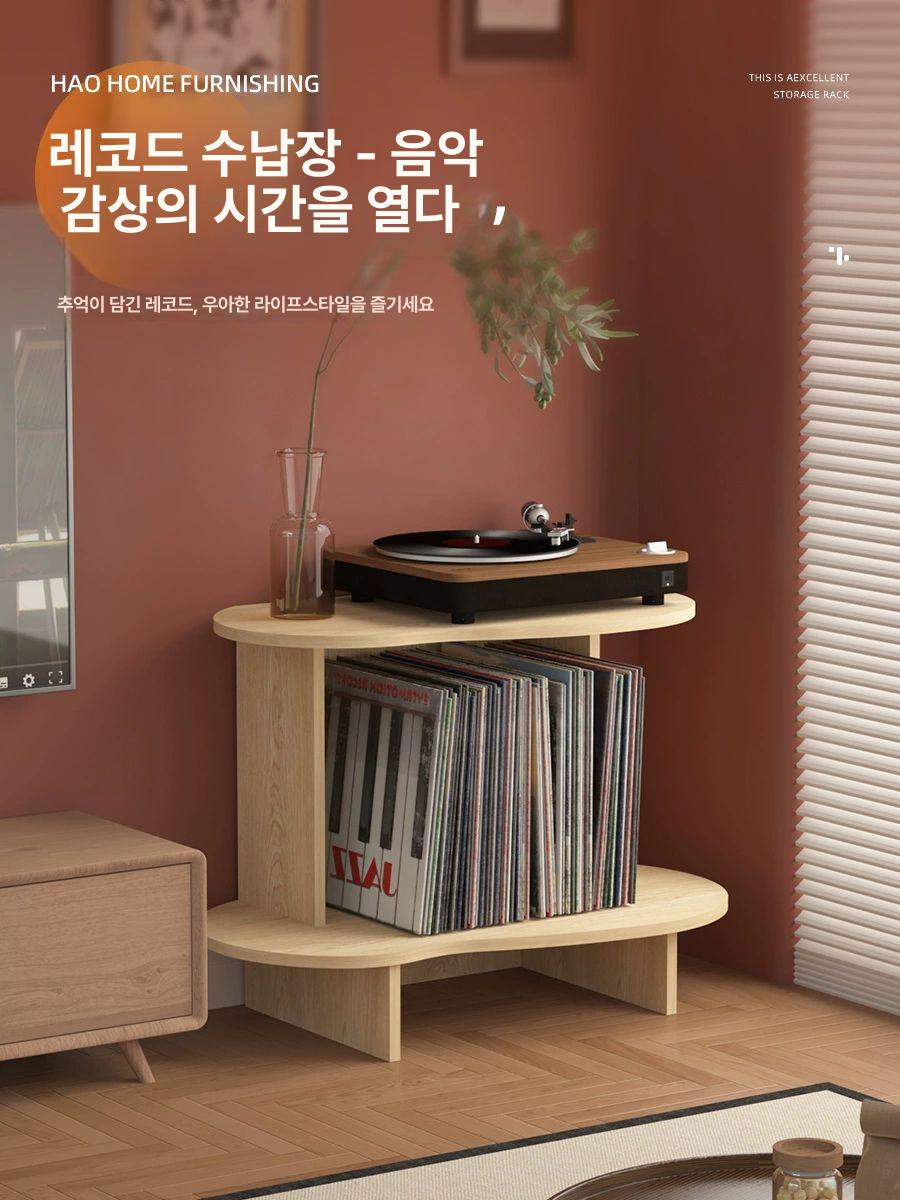 턴테이블 수납장 선반 레코드판 보관함 우드 스타일 거실 장식장 수납 - 상세 이미지 2