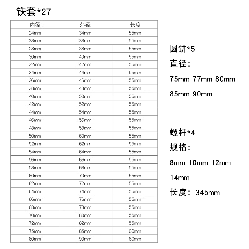 만능부싱교환기 차량 베어링 너클 제거 탈거기 슬리브 36개 세트 (색상랜덤) - 상세 이미지 2