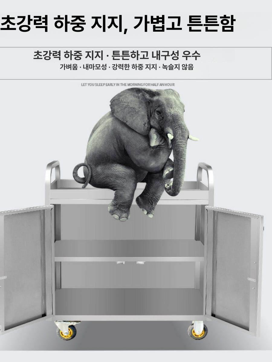 요양원 식판운반카 핸드 보온 급식차 식당 서빙 스틸 운반 배식카 - 상세 이미지 2