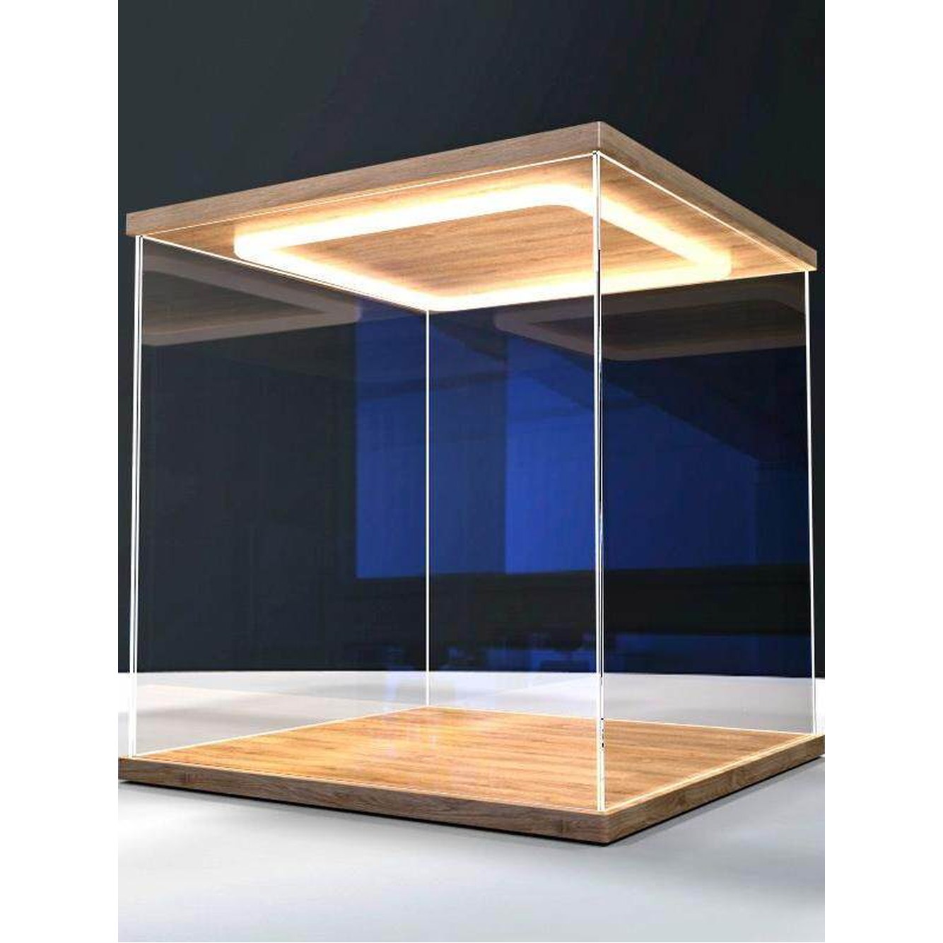 LED 조명등 피규어 보관함 박스 투명 스튜디오 쇼핑몰 케이스 장식품 조명상자 보름달 가로세로 10x10cm - 상품 이미지