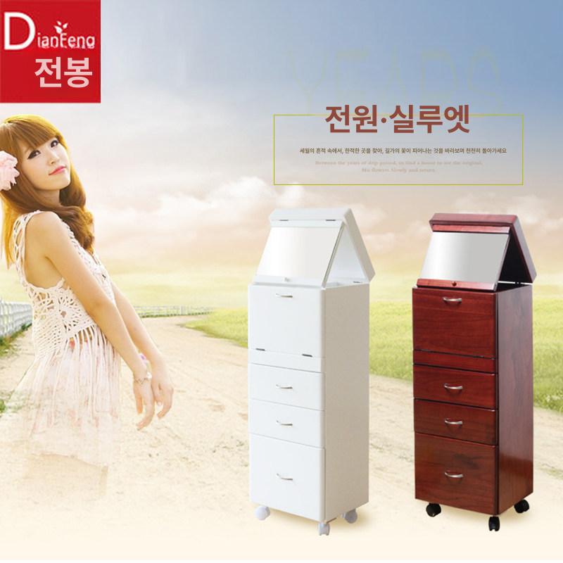 슬림 학생 틈새화장대 손잡이 수납 바퀴 조립 콘솔 모던 서랍형 선반 모서리화장대 - 상세 이미지 4