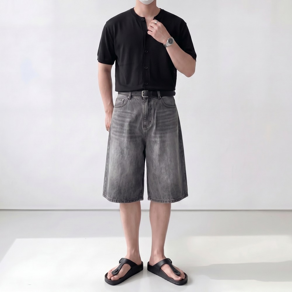 남자청반바지 밴딩청바지 - 상세 이미지 2