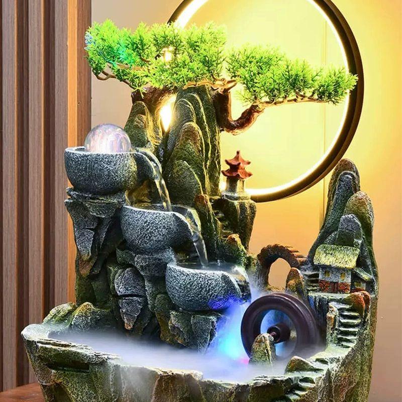 실내 탁상 분수 장식 인공폭포 물멍 거실 카페 개업 선물용 조경 소품 - 상품 이미지