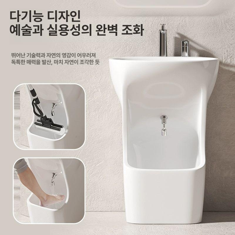 소변기 세면대 일체형 손씻는 공공화장실 스탠딩 세면기 화이트 - 상세 이미지 5