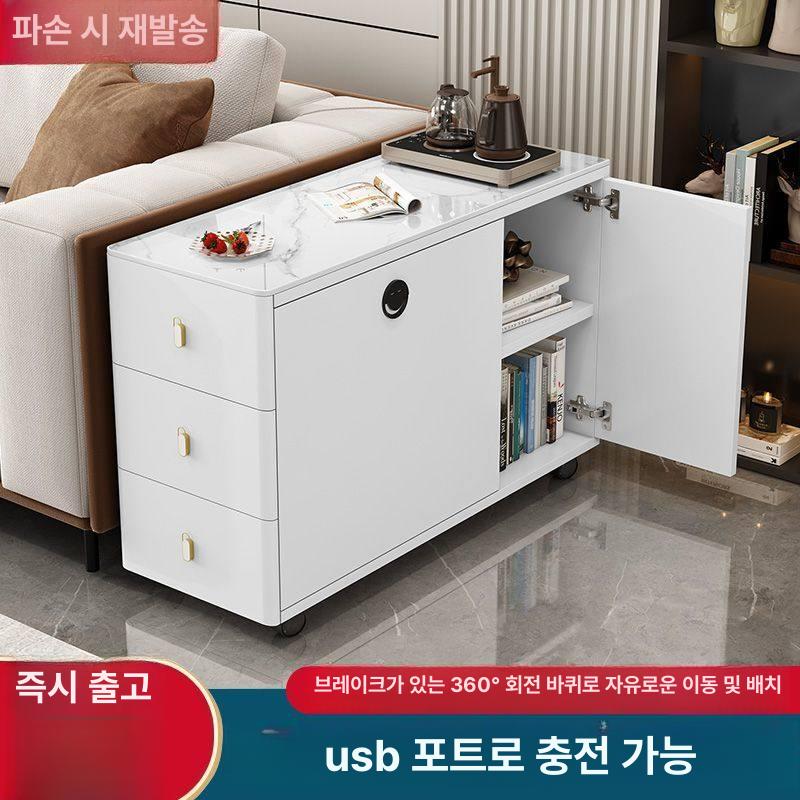 쇼파 수납장 옆 슬림 사이드장 바퀴 서랍장 캐비닛 간이 공간 보조 다용도 수납 - 상세 이미지 4