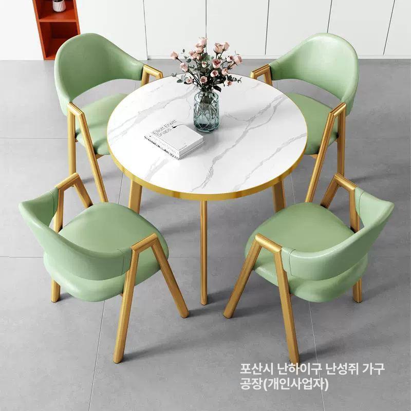 라운드 커피테이블 식탁 의자 세트 발코니 카페 거실 디자인 모던 가구 - 상세 이미지 4