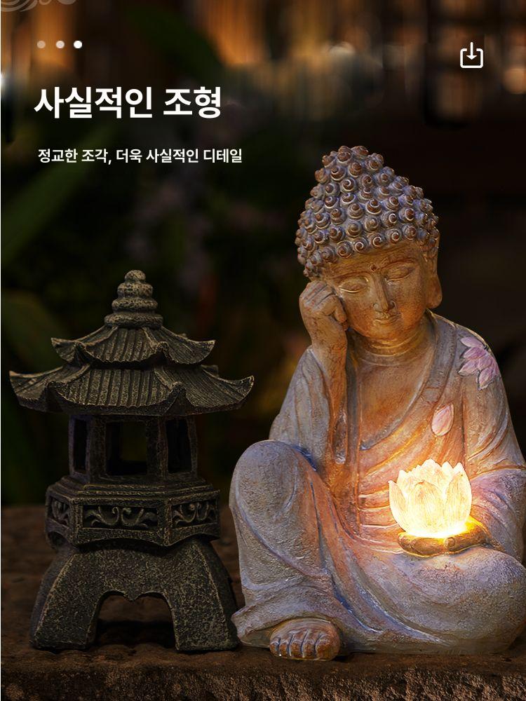 불상 태양광 무드등 연꽃 조명 정원 장식 실내외 겸용 부처님 불교 소품 상품 이미지