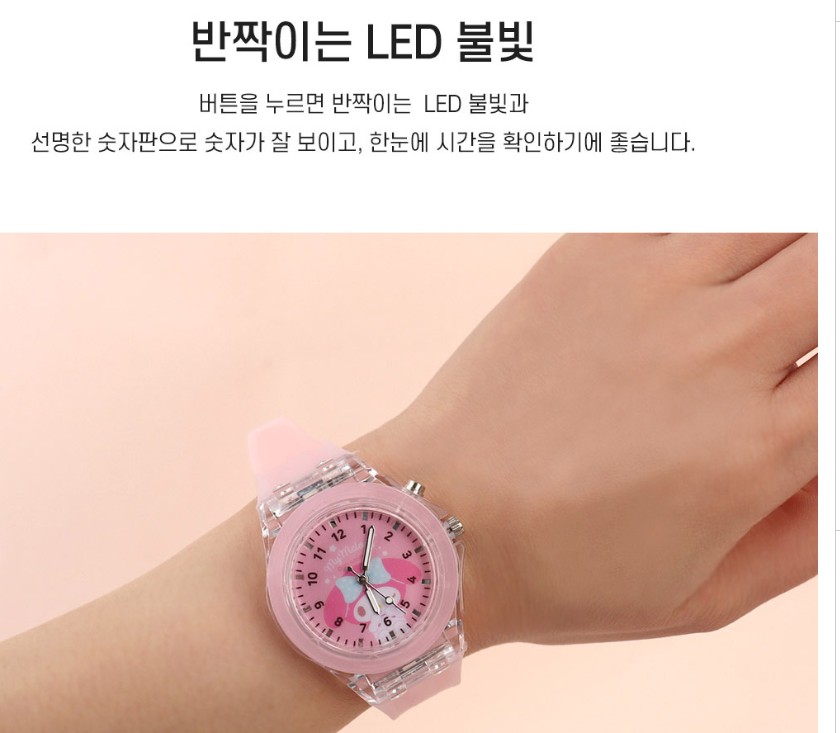 산리오 마이멜로디 캐릭터 LED 어린이 손목시계 피규어 아동 초등 여아 선물 굿즈 - 상세 이미지 3