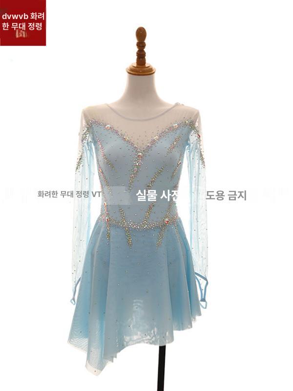 피겨 스케이팅 드레스 갈라쇼 의상 리듬체조 무대 성인 커스텀 스커트 경기복 - 상세 이미지 2