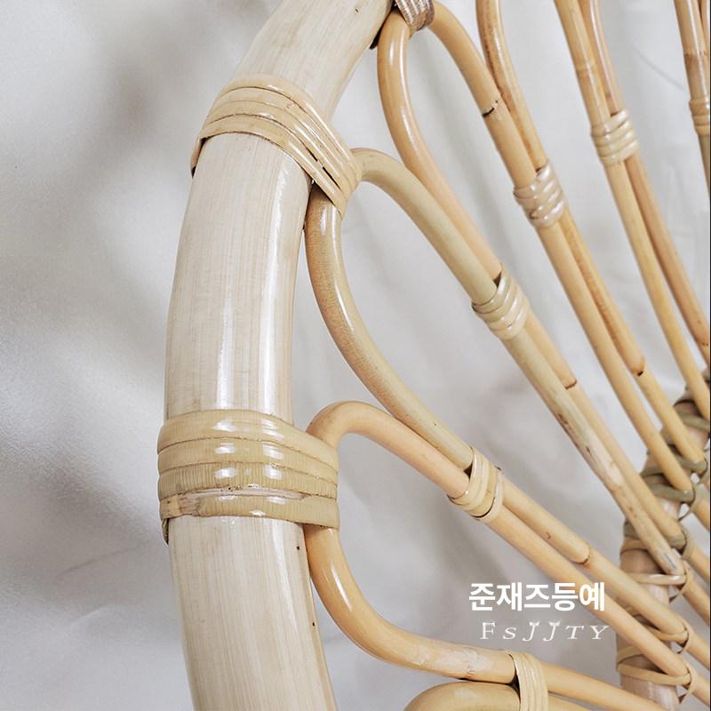 라탄 의자 낮은 스툴 목재 식탁 안락 체어 엔틱 빈티지 인테리어 편안한 등받이 원목 - 상세 이미지 5