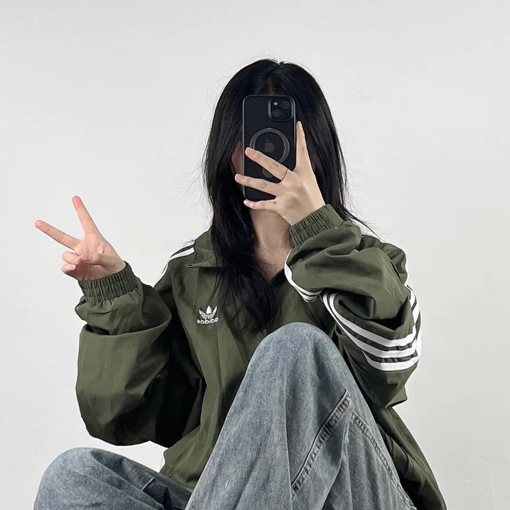 아디다스 오리지널 트레포일 3S 트랙탑 바람막이 자켓 카키 JI7534 이미지 8