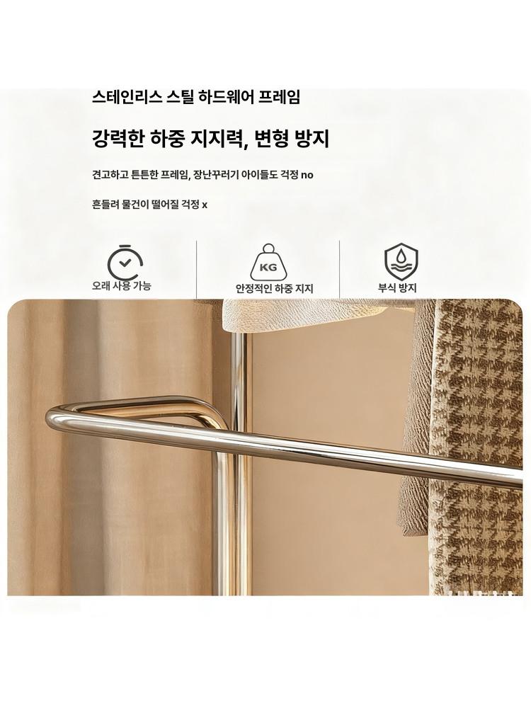 행거 스탠드 옷가게 스텐레스 의류창고 이동식 80x183cm 체리 - 상세 이미지 4