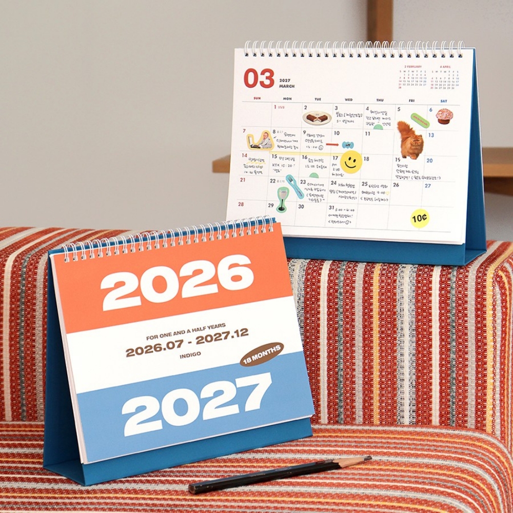 26-27 대형 탁상달력 2026년 7월-2027년 18개월 큰 책상달력 데스크캘린더 - 상세 이미지 4