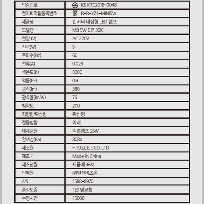 LED 미니크립톤 램프 5W E17 불투명 전구색 6500K 매장 꼬마 전구 조명 비츠온 이미지 7