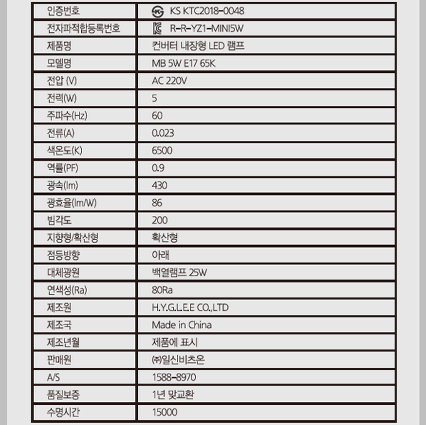 LED 미니크립톤 램프 5W E17 불투명 주광색 6500K 매장 꼬마 전구 조명 비츠온 이미지 7