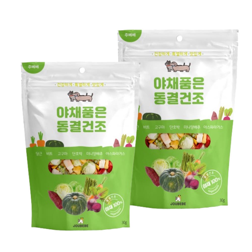 주베베 야채품은 동결건조 강아지 고양이 트릿 영양 간식 야채, 30g, 2개 - 상품 이미지