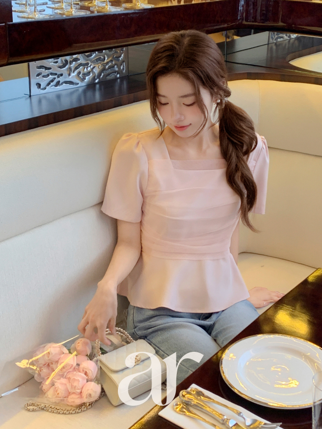 (국내제작) 샤 셔링 레이어드 스퀘어넥 블라우스 bs8712 - 상세 이미지 2