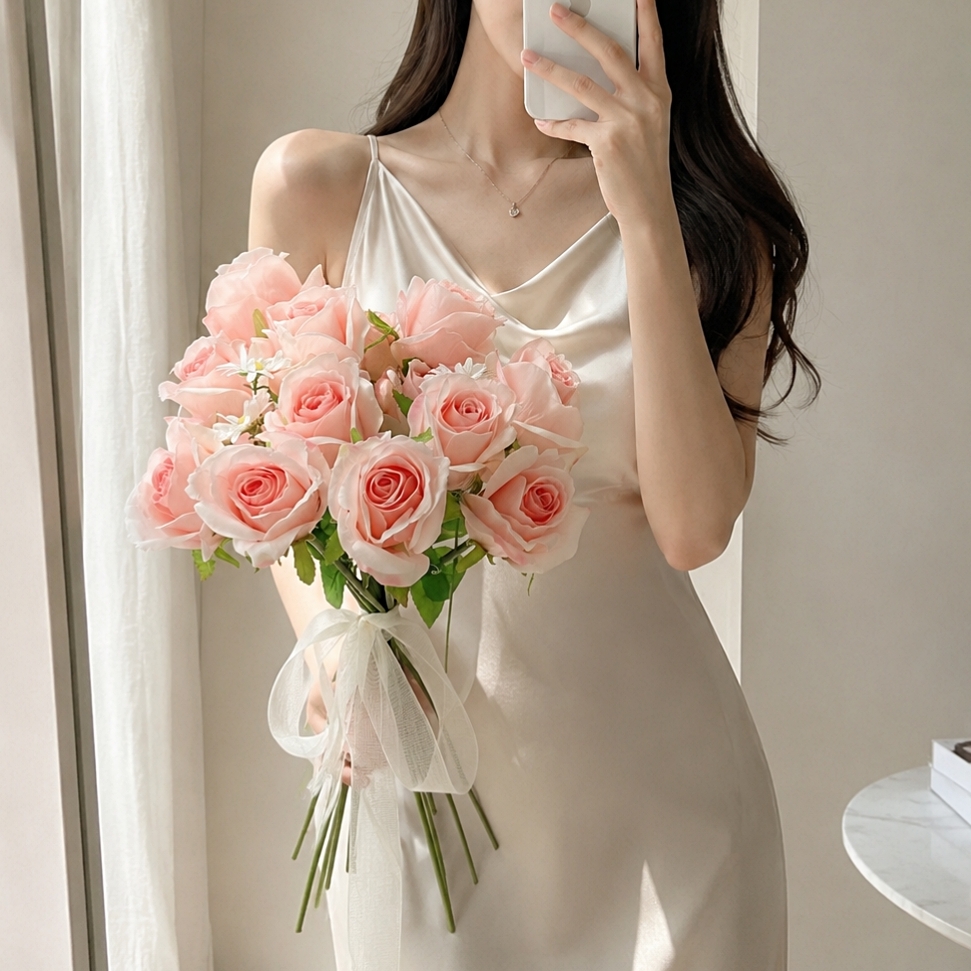로사리움 셀프웨딩 조화 부케 부토니에 웨딩촬영소품 스냅 장미 꽃다발 브라이덜샤워 - 상품 이미지