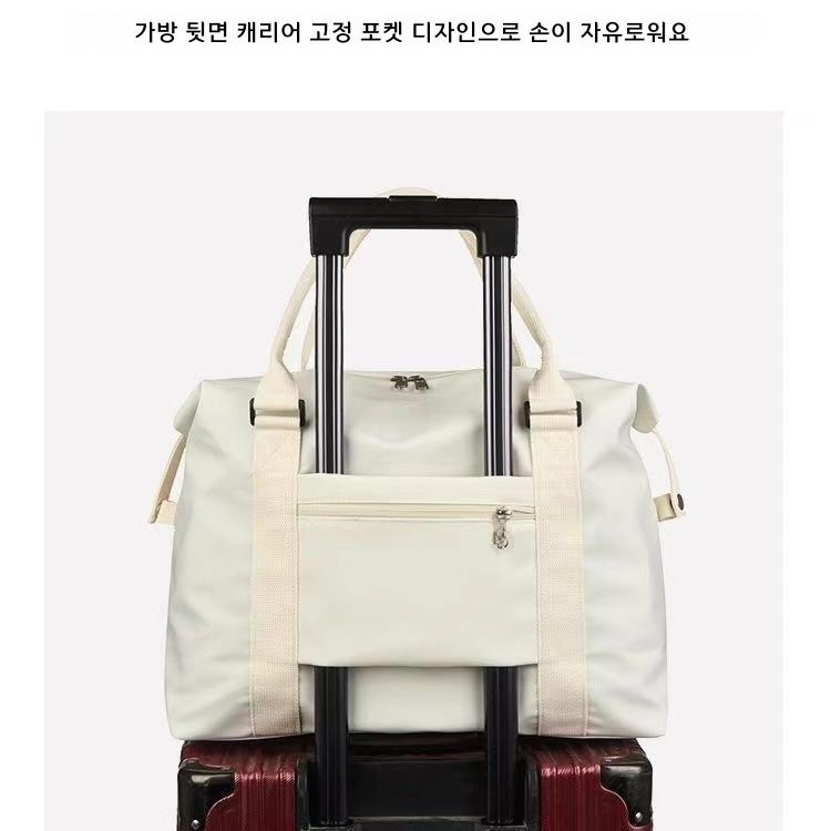 대용량 여행 토트백 남녀공용 휴대용 블랙 - 상세 이미지 2
