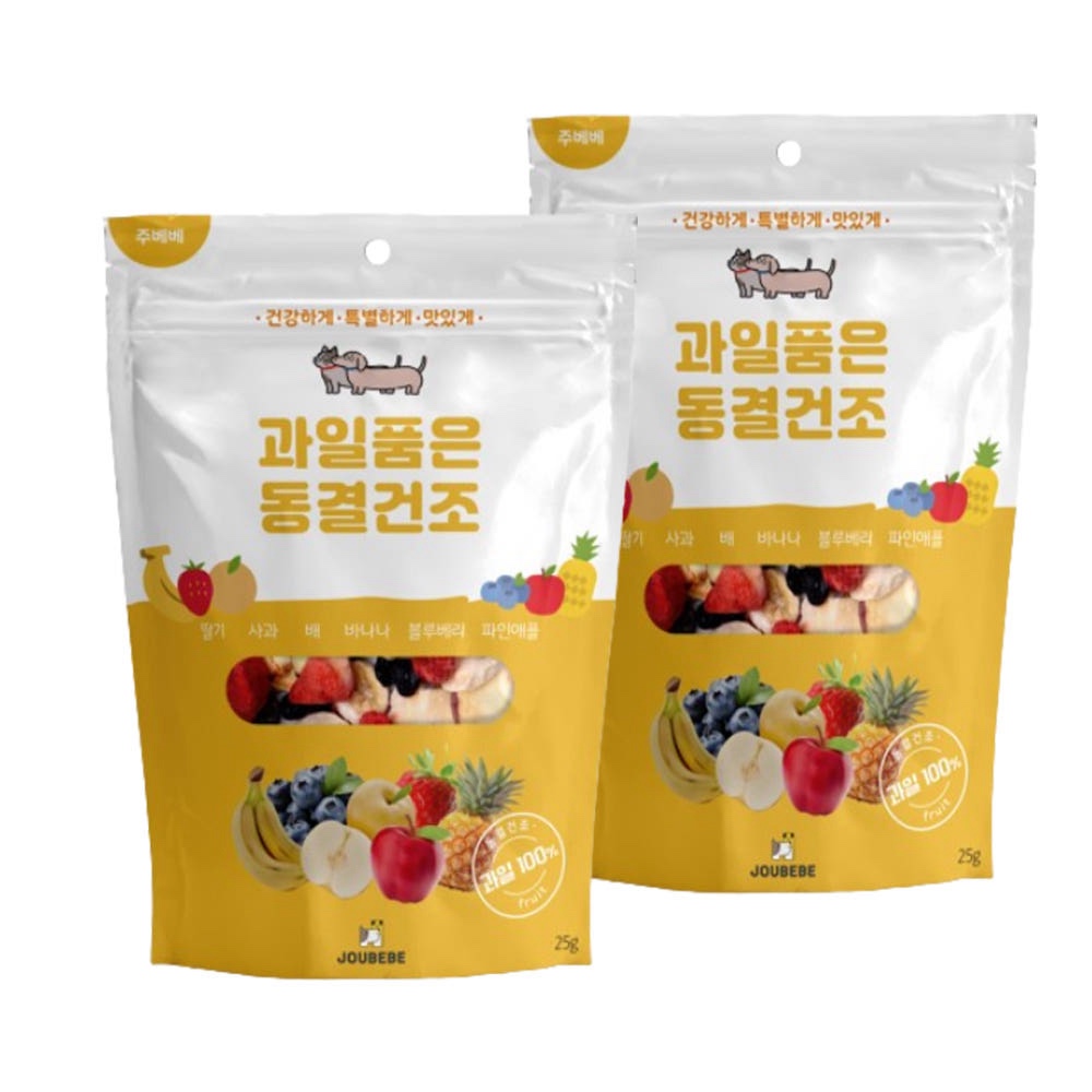 주베베 과일품은 동결건조 강아지 고양이 트릿 영양 간식 과일, 25g, 2개 - 상품 이미지