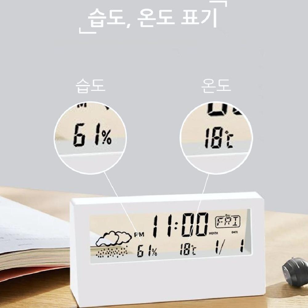온도 디지털탁상시계 학생용 습도 전자시계 날씨감지 알람기능 - 상세 이미지 4