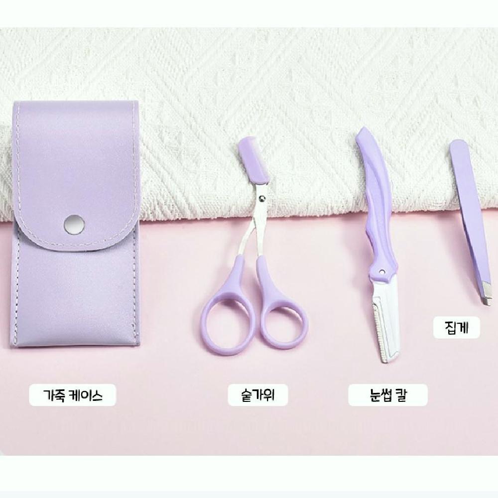 눈썹숱정리 눈썹정리칼 3종세트 눈썹정리가위 잔털 족집게 가죽케이스포함 - 상세 이미지 2