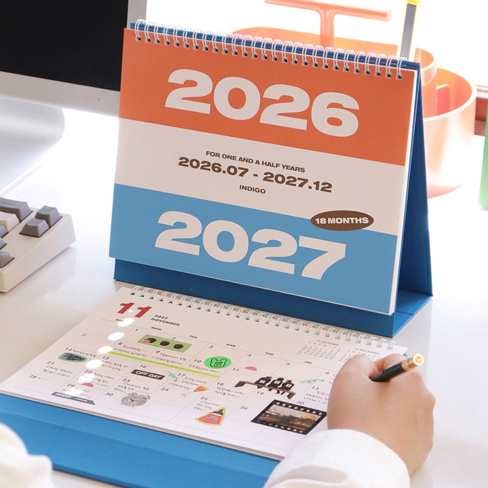 26-27 대형 탁상달력 2026년 7월-2027년 18개월 큰 책상달력 데스크캘린더 - 상품 이미지