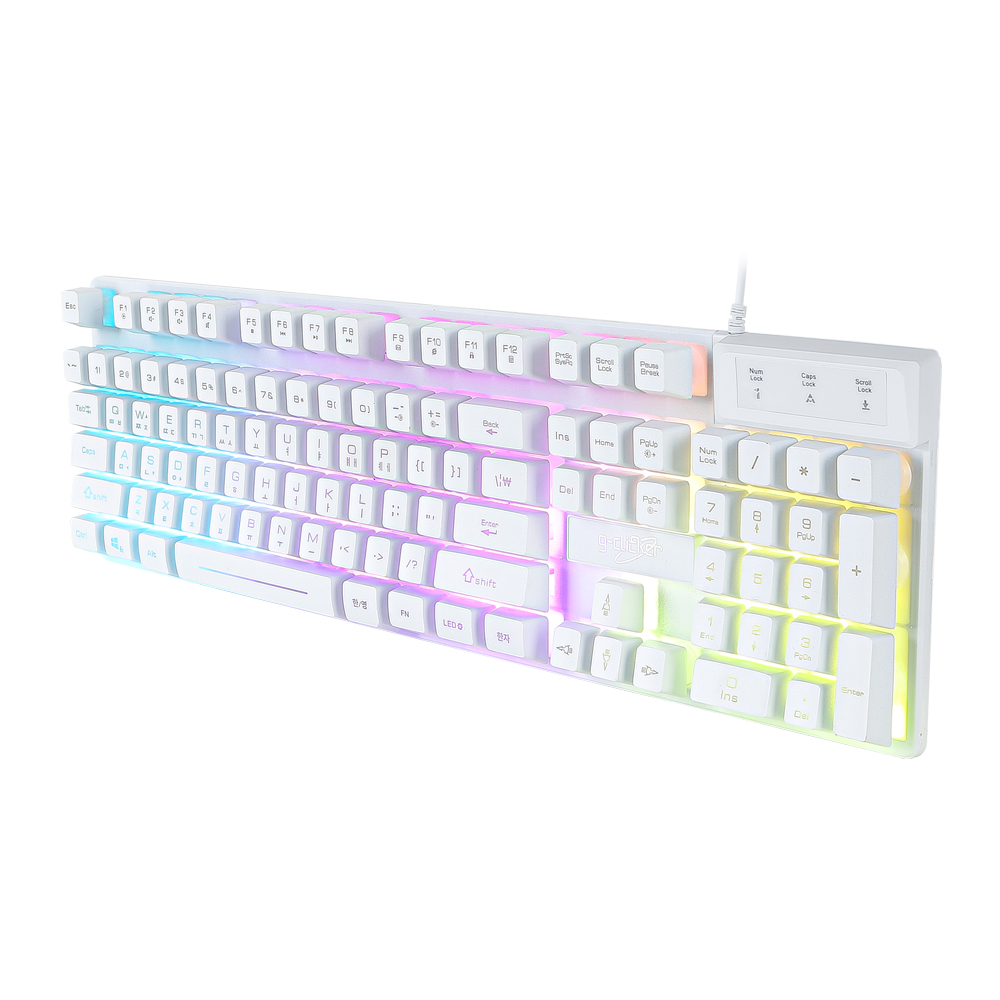 슈퍼히어로 G3 Plus 104키 레인보우 LED 게이밍 키보드 화이트, 멤브레인 - 상세 이미지 3