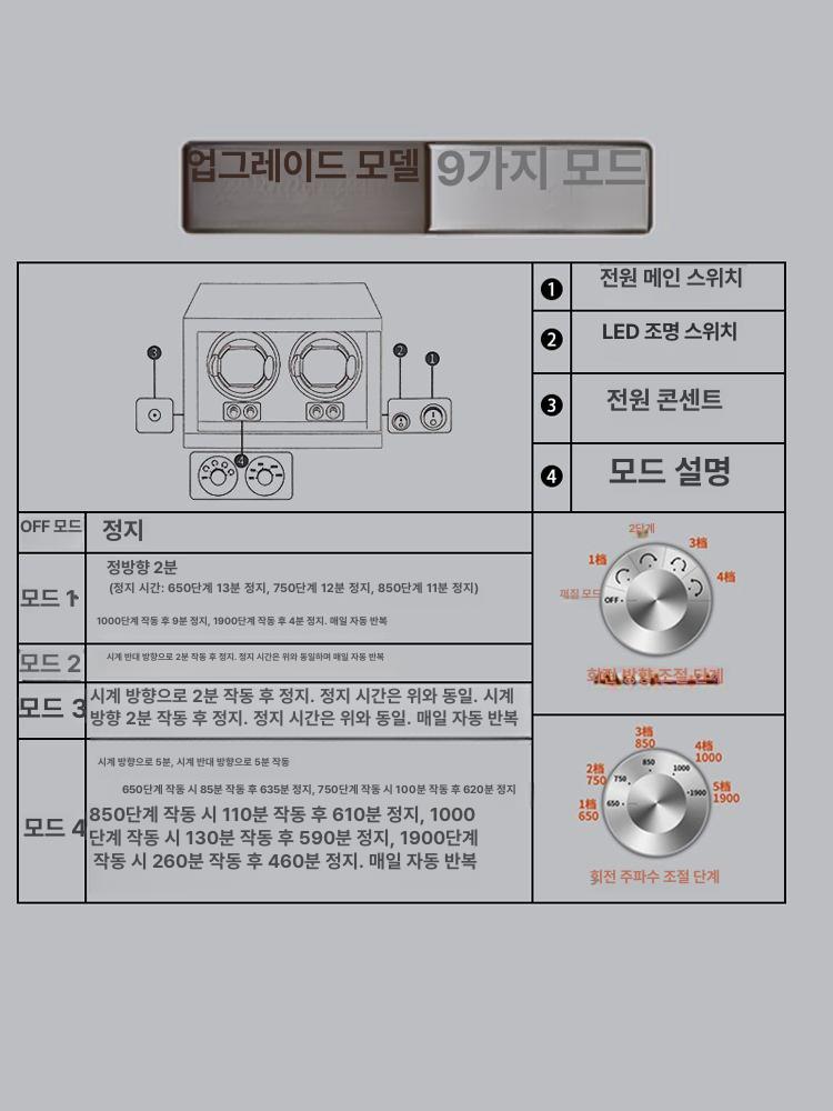 6구 워치와인더 시계정리함 저소음 박시 럭셔리 패턴 4구+내부블랙 - 상세 이미지 4