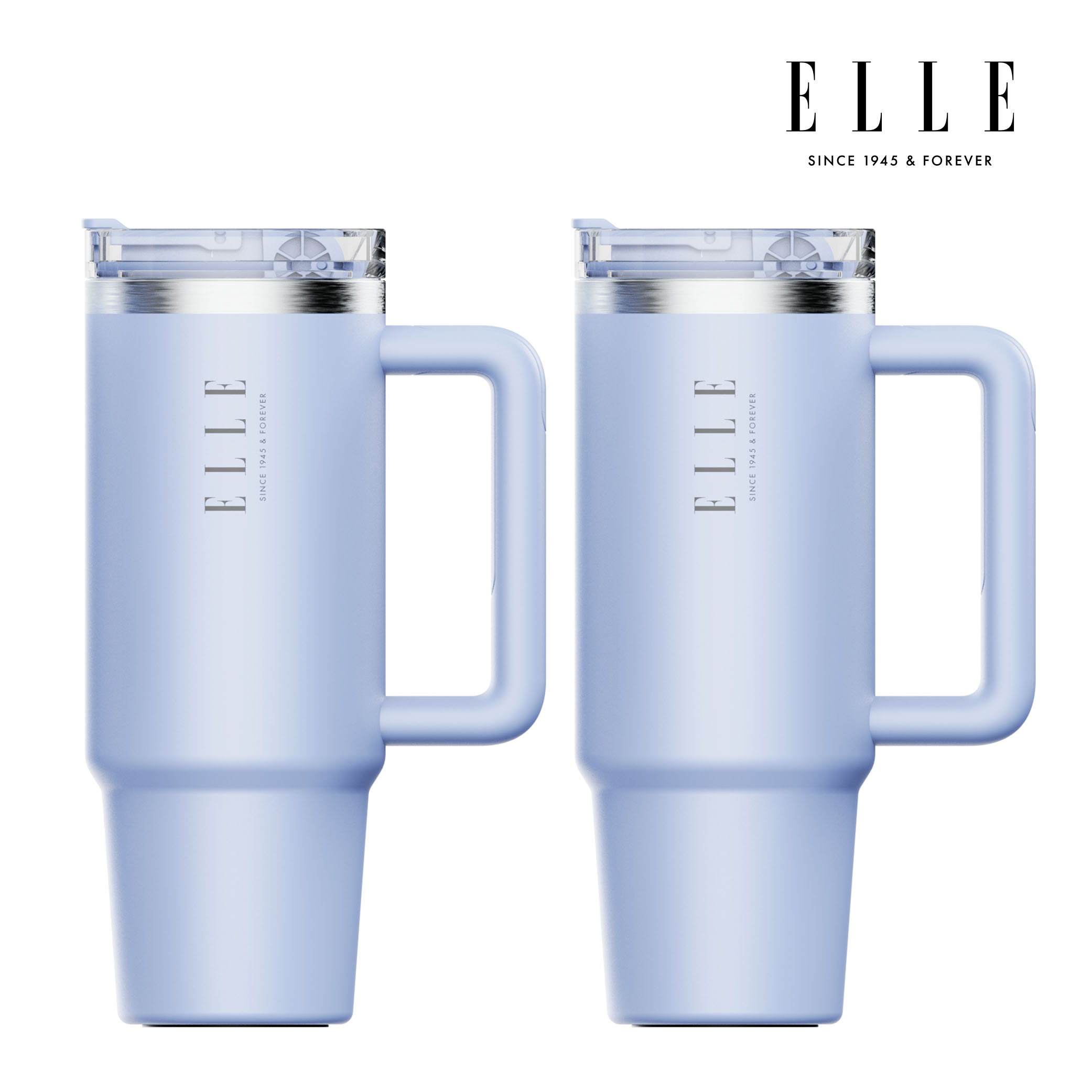 엘르 시그니처 텀블러 대용량 차량용 스텐 1+1 900ml, 블루+블루, 1개 - 상품 이미지