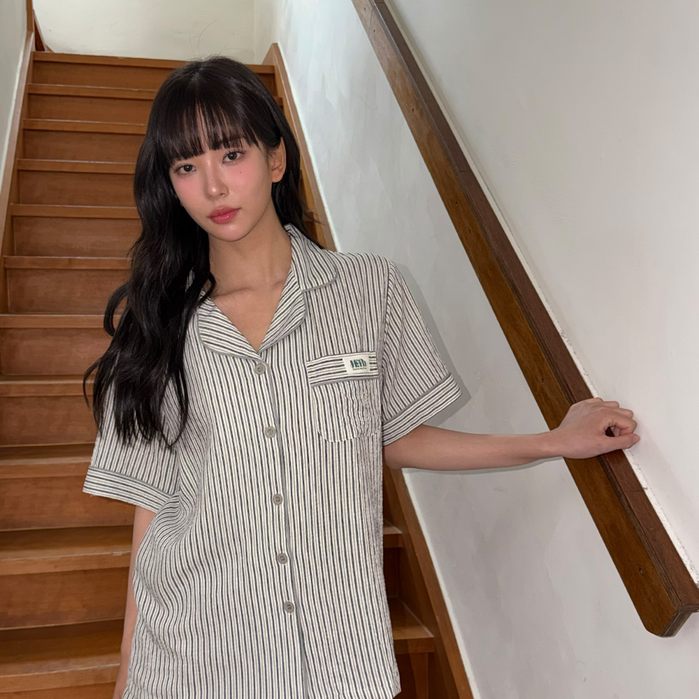 [효빈 PICK][2PACK] 하이픈 클락타워 브리즈핏 남녀공용 반팔 잠옷 세트 이미지 8