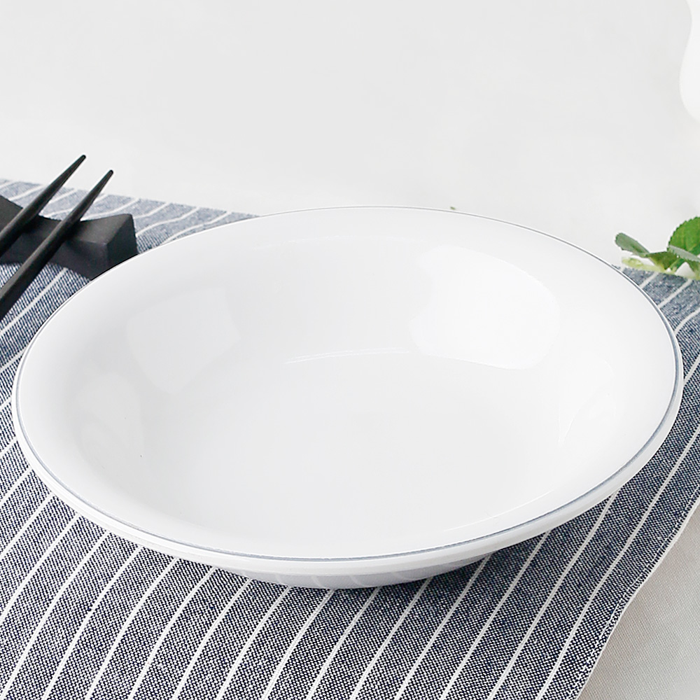 라인 멜라민 업소용 분식 뷔페 돈까스 분식집 그릇 접시 19cm, 옥돌 - 상세 이미지 5
