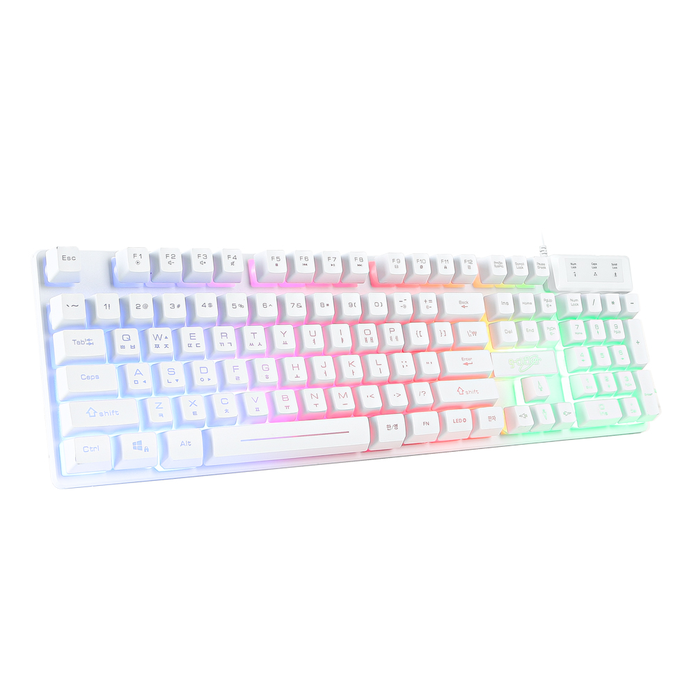 슈퍼히어로 G3 Plus 104키 레인보우 LED 게이밍 키보드 화이트, 멤브레인 - 상세 이미지 2