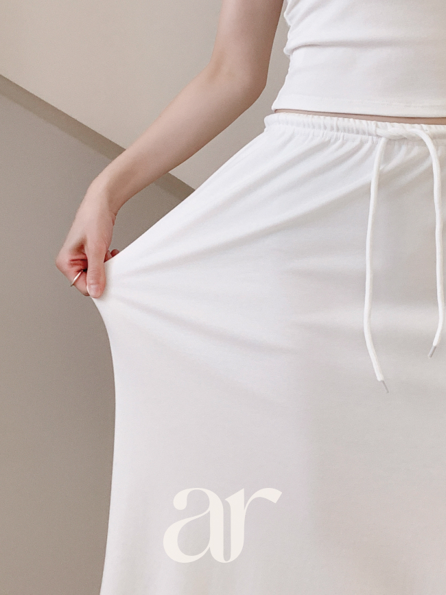 코튼 스판 슬릿 밴딩 맥시 롱 스커트 sk7851 - 상세 이미지 3