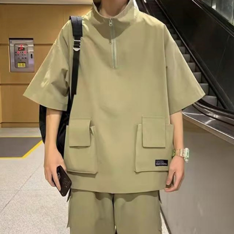 남자 아노락 남성 반집업 트레이닝복 반팔 여름 시원한 지퍼 츄리닝 상의 봄 가을 학생 - 상품 이미지