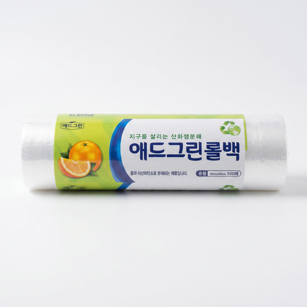 산화 생분해 위생 롤백 일회용 비닐봉투 썩는 롤팩 30x40cm, 500매, 1개 - 상품 이미지