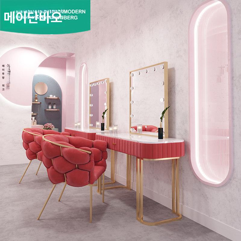 조명화장대 분장실 테이블 거울 뷰티샵 아티스트 전문 80cm 조립형 - 상세 이미지 4