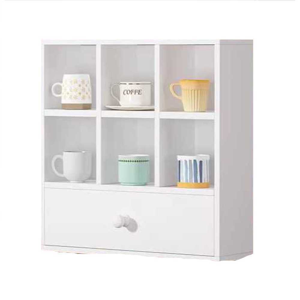 머그잔 장식장 진열장 찬장 체크 컵 커피잔 컵보드 45x45cm 화이트 - 상품 이미지