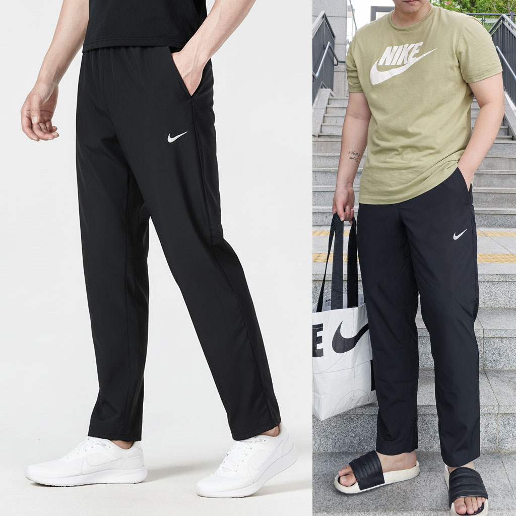 나이키 남자 드라이핏 러닝 팬츠 우븐 트레이닝복 얇은 여름 바지 블랙, L - 상품 이미지