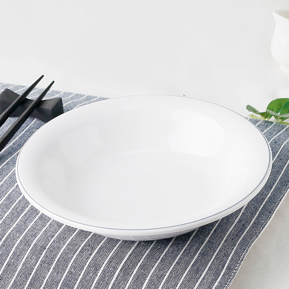 라인 멜라민 업소용 분식 뷔페 돈까스 분식집 그릇 접시 16.4cm, 옥돌 - 상세 이미지 3
