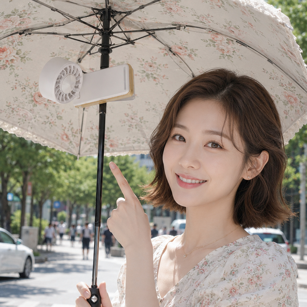 아모란나 얼음바람 휴대용 선풍기 클립형 우산 양산 부착형 냉각 BLDC 미니 핸디 손풍기 - 상세 이미지 2